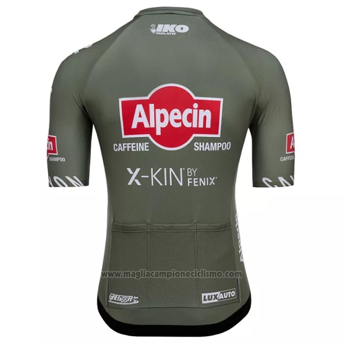 2022 Abbigliamento Ciclismo Alpecin Fenix Verde Rosso Manica Corta e Salopette